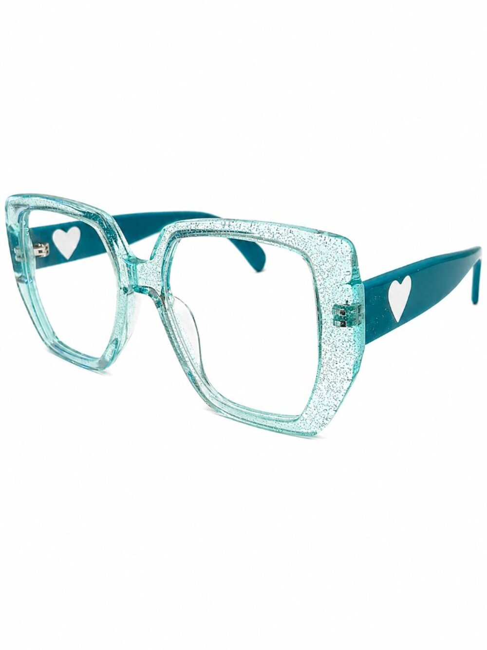 Heart Accent Glitter Aqua Crystal Eyeglass Frames 53-18-145 - Picture 1 of 10